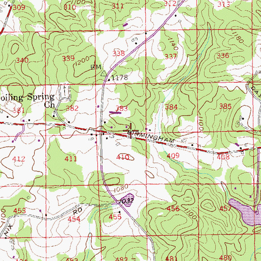 Topographic Map of Oak Grove Church, GA