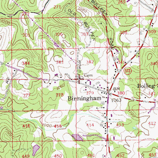 Topographic Map of Birmingham Church, GA