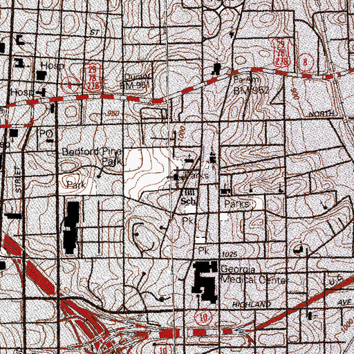 Topographic Map of C W Hill Elementary School, GA