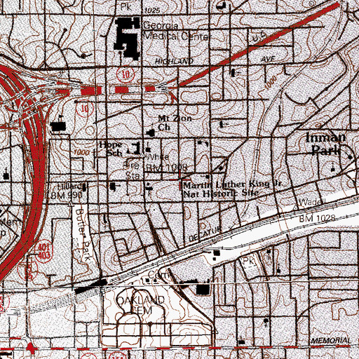 Topographic Map of Baptist Memorial Institute (historical), GA