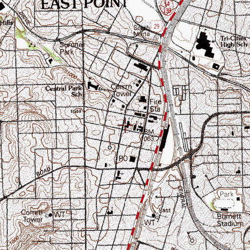 Topographic Map of East Point Presbyterian Church, GA