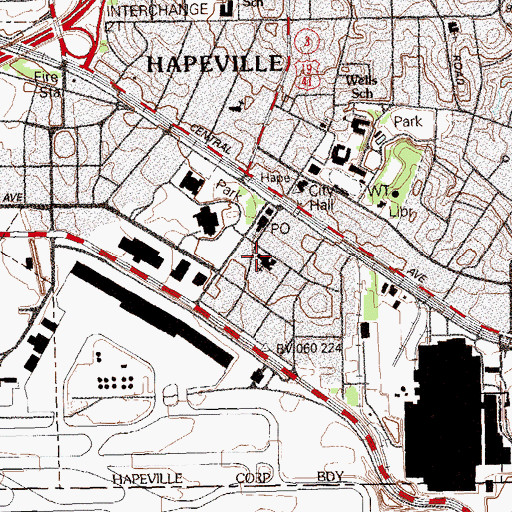 Topographic Map of First Baptist Church of Hapeville, GA