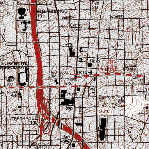 Topographic Map of Fox Theatre, GA