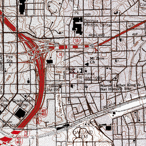 Topographic Map of Martin Luther King Junior Community Center, GA