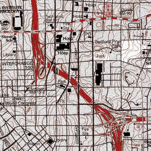 Topographic Map of On Stage Atlanta Theatre, GA