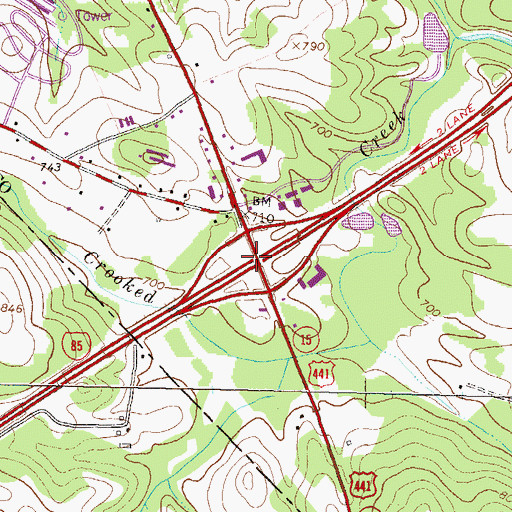 Topographic Map of Exit 53, GA