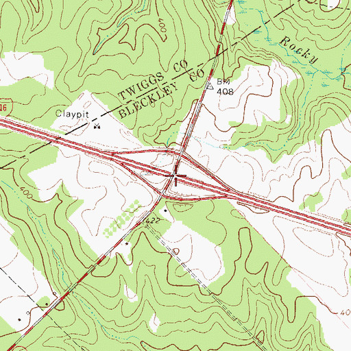 Topographic Map of Exit 10, GA