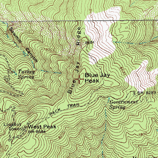 Topographic Map of Blue Jay Peak, AZ