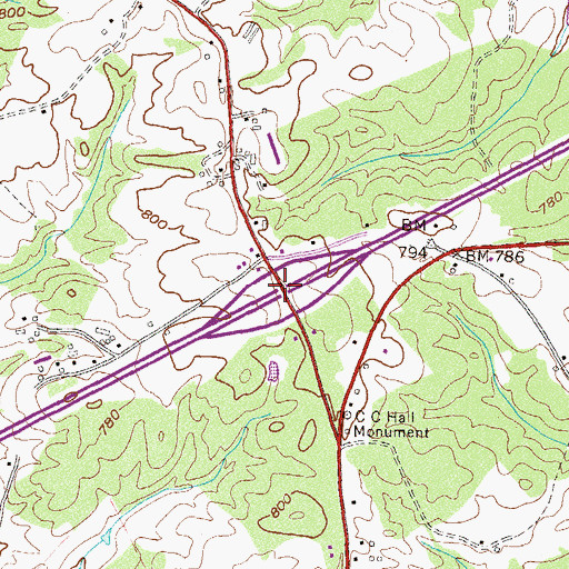 Topographic Map of Exit 57, GA