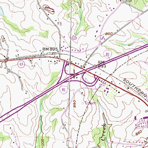 Topographic Map of Exit 58, GA