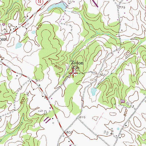 Topographic Map of Zidon Cemetery, GA