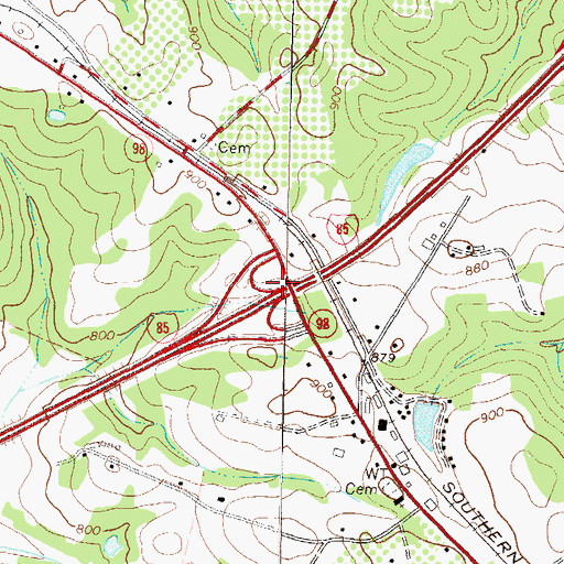 Topographic Map of Exit 52, GA