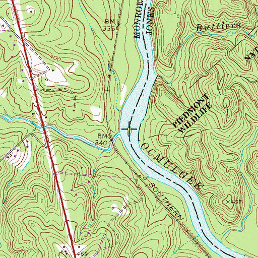 Topographic Map of Toms Shoals, GA