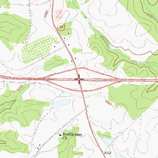 Topographic Map of Exit 51, GA