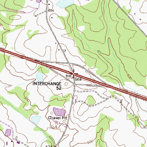 Topographic Map of Exit 52, GA