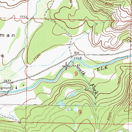 Topographic Map of South Fork Elk River, CO