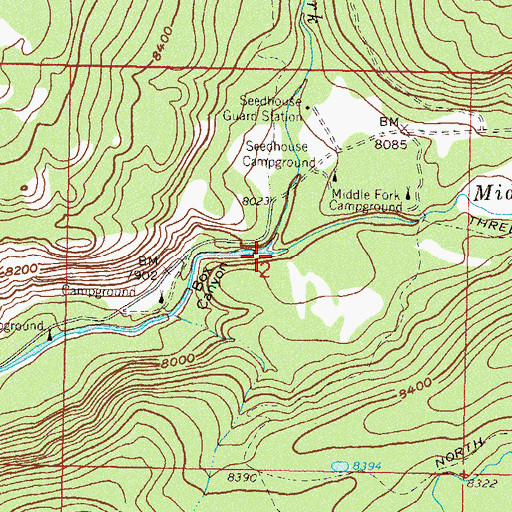 Topographic Map of North Fork Elk Creek, CO