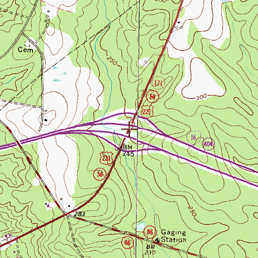 Topographic Map of Exit 19, GA