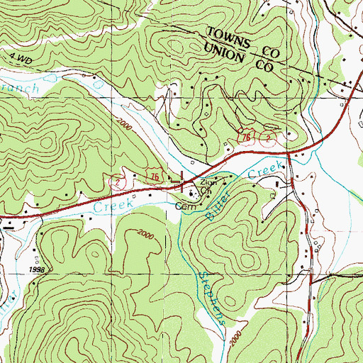 Topographic Map of Trackrock (historical), GA