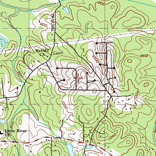 Topographic Map of Applewood, GA