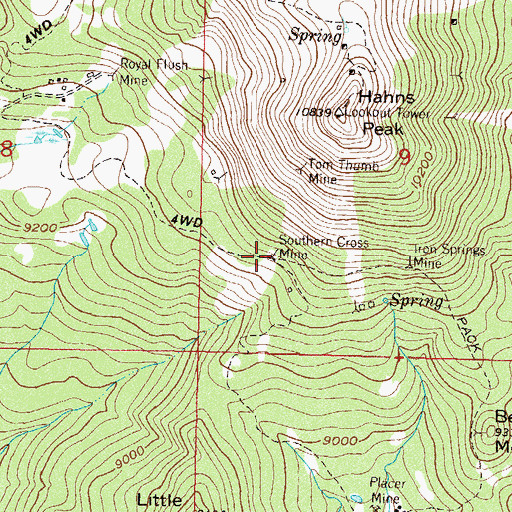 Topographic Map of Southern Cross Mine, CO