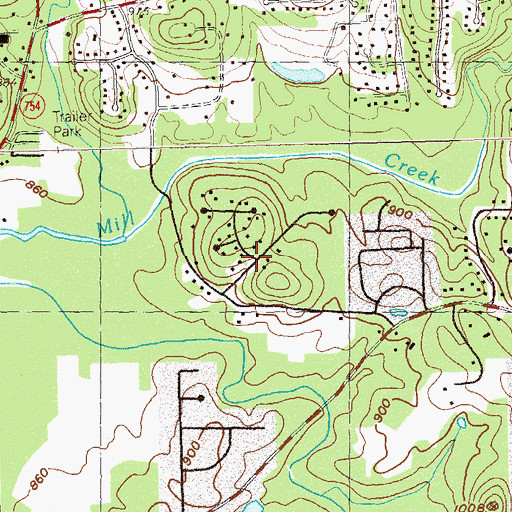 Topographic Map of Mill Creek Crossing, GA