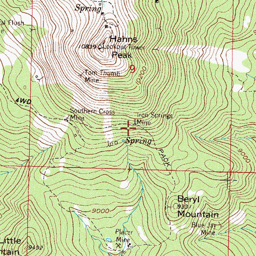 Topographic Map of Iron Springs Mine, CO