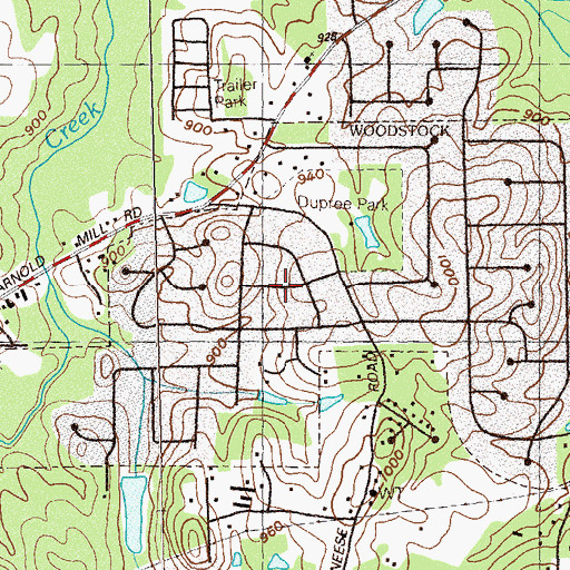 Topographic Map of Nowlin Hall, GA