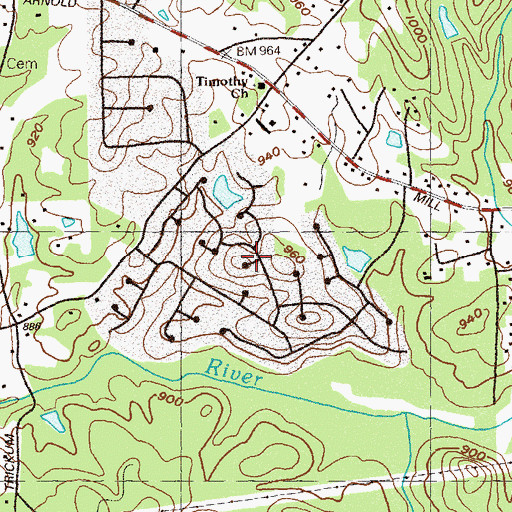 Topographic Map of River Oaks, GA