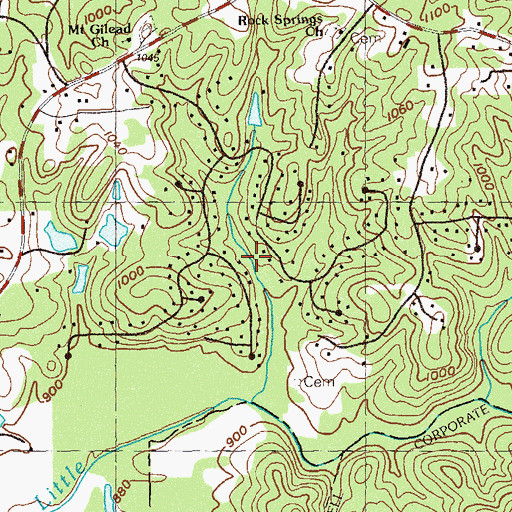 Topographic Map of Tomahawk, GA
