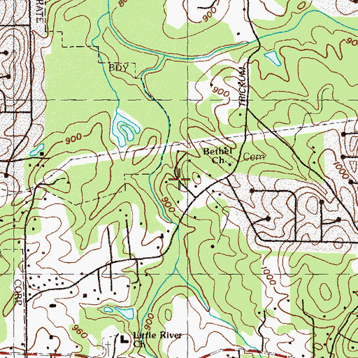 Topographic Map of Upland Estates, GA