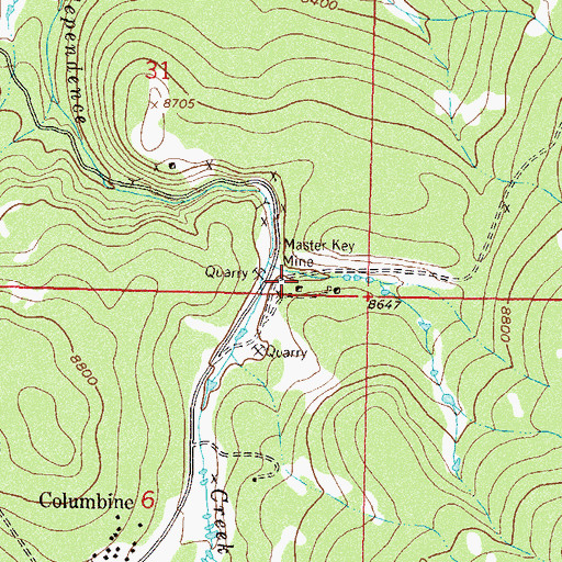 Topographic Map of Master Key Mine, CO