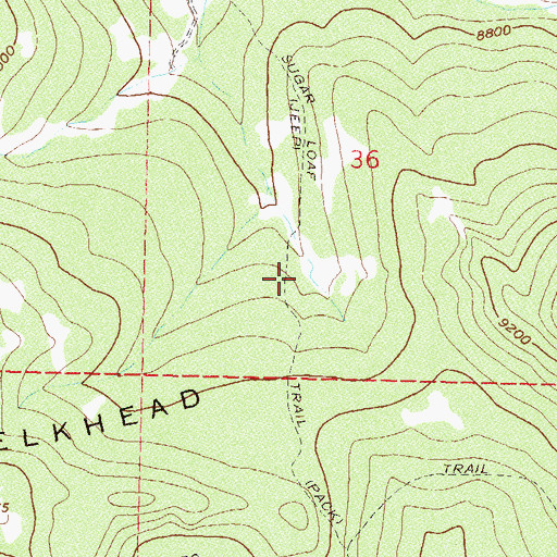 Topographic Map of Sugar Loaf Trail, CO