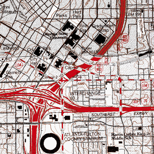 Topographic Map of Capitol Homes, GA