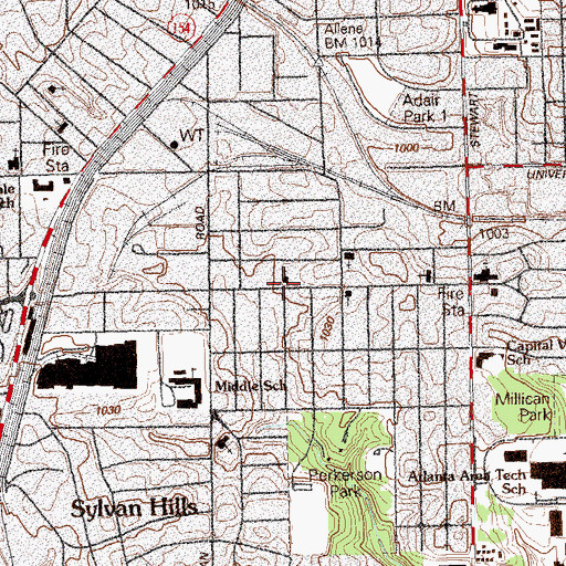 Topographic Map of Capitol View Christian Church, GA