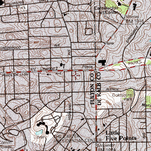 Topographic Map of Druid Hills Baptist Church, GA