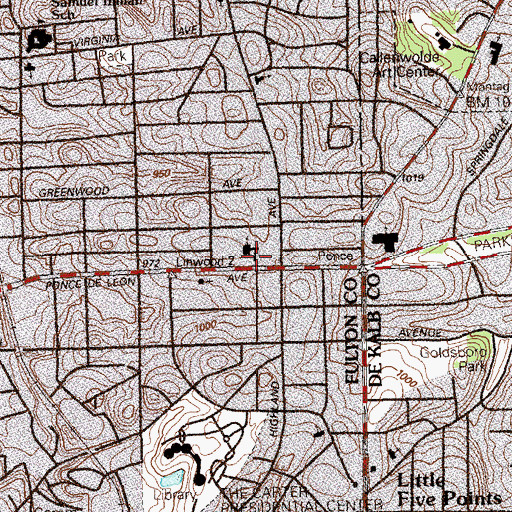 Topographic Map of Druid Hills Presbyterian Church, GA
