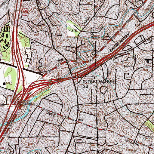 Topographic Map of Exit 30, GA