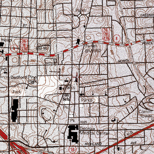 Topographic Map of Fort Street Memorial United Methodist Church, GA
