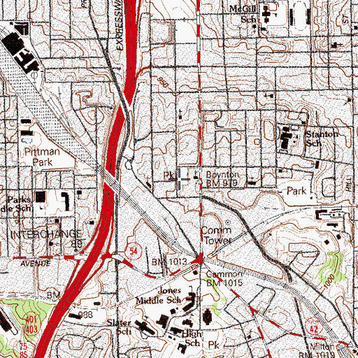 Topographic Map of Four Corners Park, GA