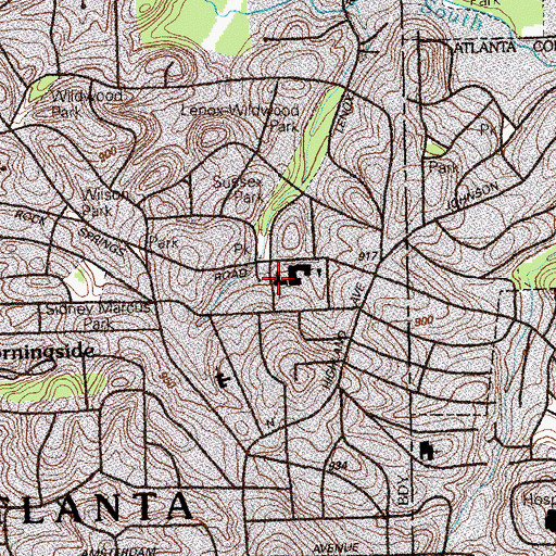 Topographic Map of Haygood Memorial United Methodist Church, GA