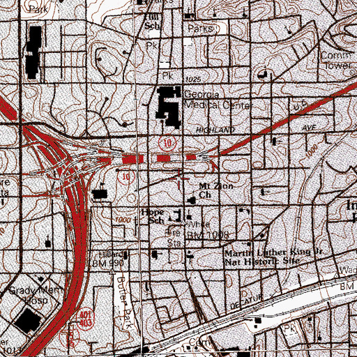 Topographic Map of Inner City Community Health Center, GA