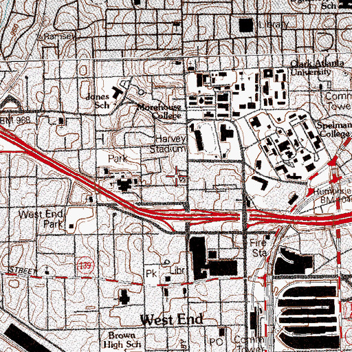 Topographic Map of Joel Chandler Harris Homes, GA