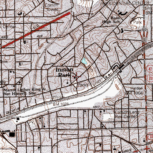 Topographic Map of Lizzie Chapel Baptist Church, GA