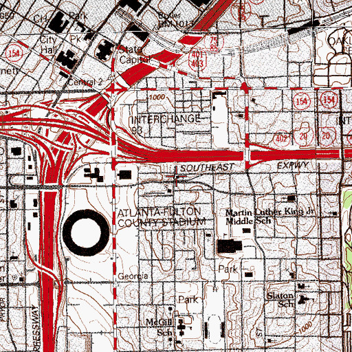 Topographic Map of Martin Street Church of God, GA