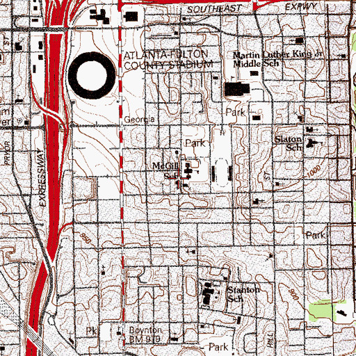 Topographic Map of Mount Gilead Church of God, GA