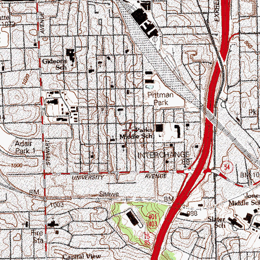 Topographic Map of Mount Mariah Primitive Baptist Church, GA