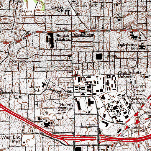 Topographic Map of Mount Moriah Baptist Church, GA