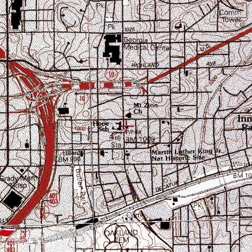 Topographic Map of New Birth Fellowship Church, GA