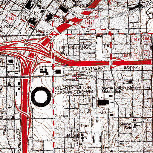 Topographic Map of New Zion Hill Baptist Church, GA